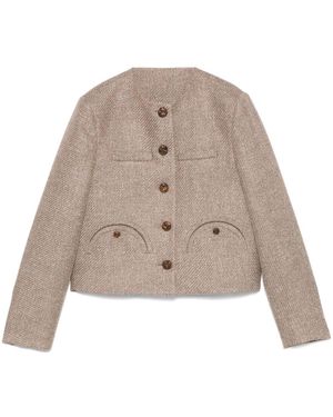 Blazé Milano Linen And Silk Blend Jacket - Natural