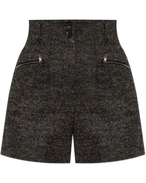 Max Mara Chevron Wool Shorts - Black
