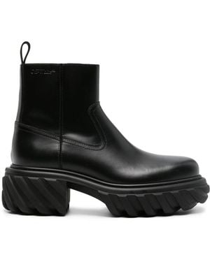 Off-White c/o Virgil Abloh Calfskin Tractor Ankle Boots For Fw23 - Black