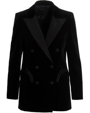 Blazé Milano Double-breasted Velvet Blazer - Black