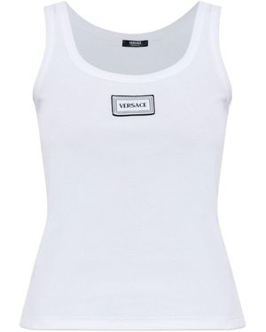 Versace Ribbed Sleeveless Top - White