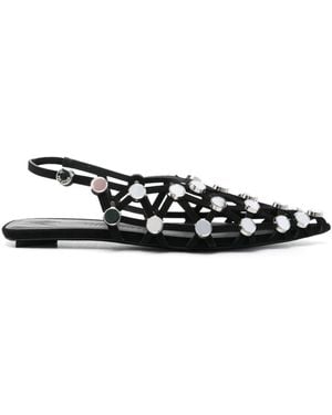 The Attico Ballerine slingback con cristalli - Bianco