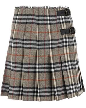 Burberry Embroidered Wool Skirt - Grey