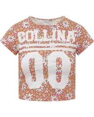 Collina Strada Graphic Print Crew Neck T-Shirt - Pink