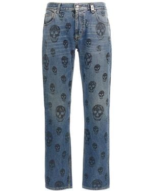 McQueen Skull Print Jeans - Blue