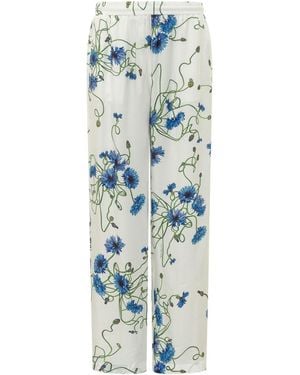 Stella McCartney Stylish Pants With Unique Floral Print - Blue