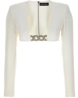 David Koma Top '3D Crystsal Chain And Square Neck' - White