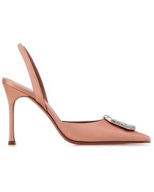 AMINA MUADDI Satin Camelia Heels - Pink