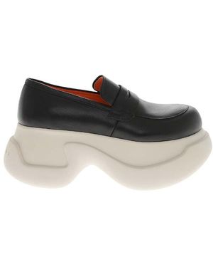 Marni Leather Penny Loafers - Black