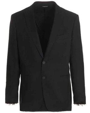 Tonello Solid Peaked Lapel Blazer - Black