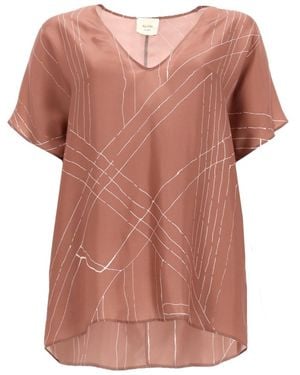 Alysi Printed V Neck Top - Pink