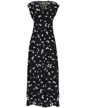 Alysi Printed V Neck Maxi Dress - Black