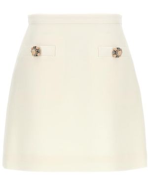 Valentino Logo Crepe Couture Skirt - Natural