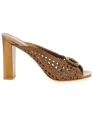 Santoni Open Square Toe Heels - Brown
