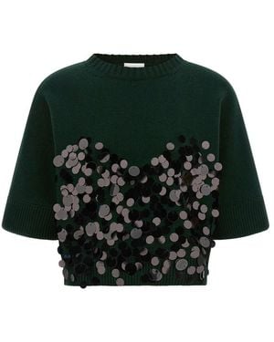 Nude Embellished Crew Neck Sweater - Black