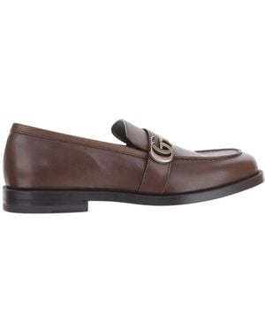 Gucci Logo Loafers - Brown