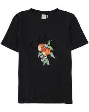 Chloé Graphic Crew Neck T-Shirt - Black