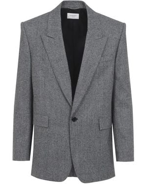 Saint Laurent Notched Lapel Blazer - Gray