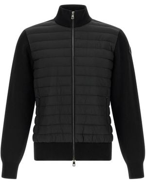 Moncler Quilted Zip-Up Sweater - Black