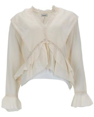 Isabel Marant Textured V Neck Top - White