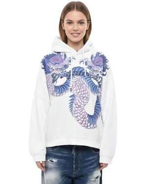 DSquared² Printed Hood Sweatshirt - Blue