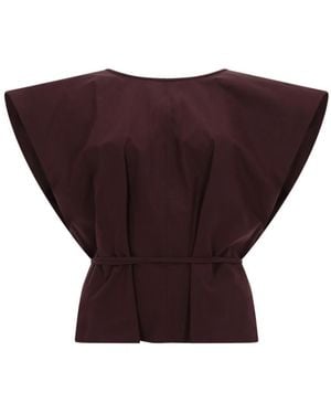 Alysi Solid Boat Neck Top - Purple