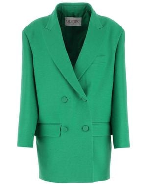Valentino Crepe Couture Oversize Blazer - Green