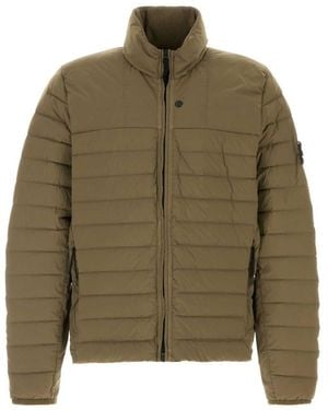 Stone Island Quilted Mock Collar Jacket - Green