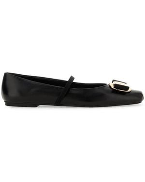 Ferragamo Leather Ballet Flats - Black