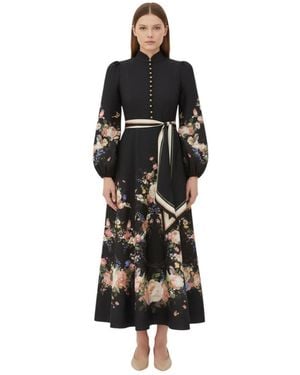 Zimmermann Mandarin Collar Midi Dress - Black