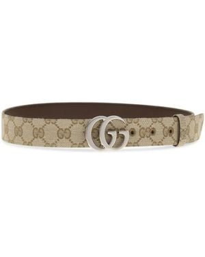 Gucci Gg Logo Buckle Belt - Natural