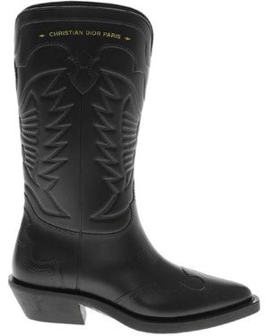 Dior Leather Texan Boots - Black