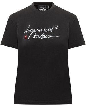 DSquared² Graphic Crew Neck T-Shirt - Black