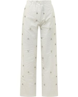 A PAPER KID Straight Drawstring Pants - White