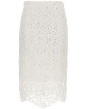 Burberry Lace Midi Skirt - White