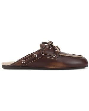 Miu Miu Faded Leather Deck Mules - Brown
