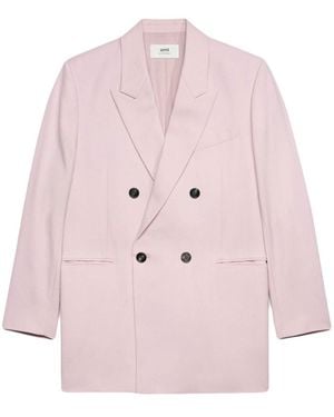 Ami Paris Double-Breasted Wool Blazer Jacket - Pink