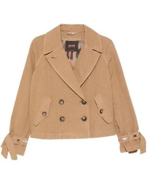 Bazar Deluxe Notched Lapels Double Breasted Jacket - Natural