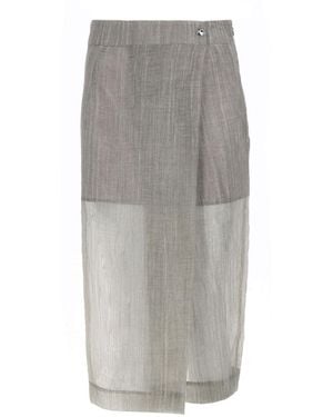 THE GARMENT Solid Midi Skirt - Grey