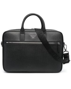 Emporio Armani Logo-Plaque Briefcase Bag - Black