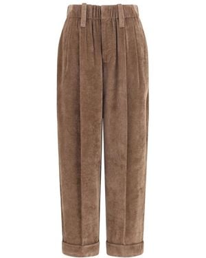 Brunello Cucinelli Tapered Elasticated Pants - Brown