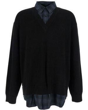 Juun.J V Neck Sweater - Black