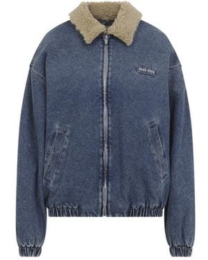 Miu Miu Solid Shirt Collar Jacket - Blue
