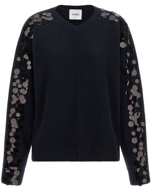 Nude Embellished Crew Neck Sweater - Blue