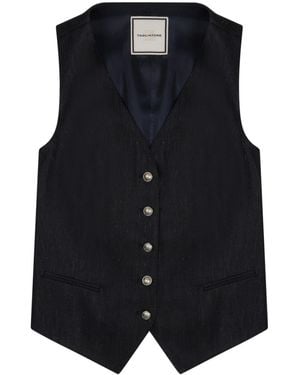 Tagliatore Solid V Neck Top - Blue