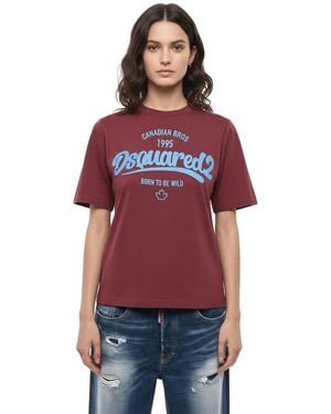 DSquared² Graphic Crew Neck T-Shirt - Red