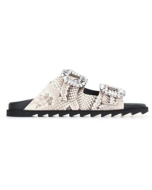 Roger Vivier Rhinestone Buckle Sandals - White