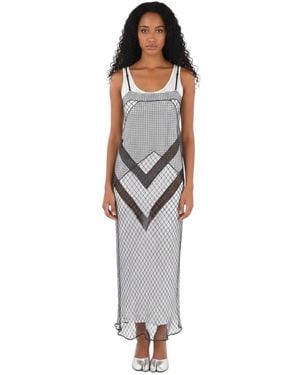 Maison Margiela Geometric Scoop Neck Maxi Dress - Gray