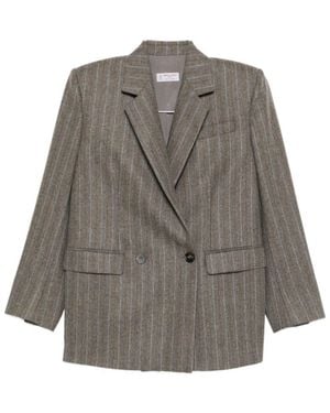 Alberto Biani Notched Lapels Breasted Blazer - Gray