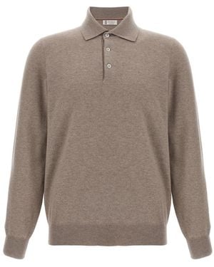 Brunello Cucinelli Wool Polo Shirt - Gray